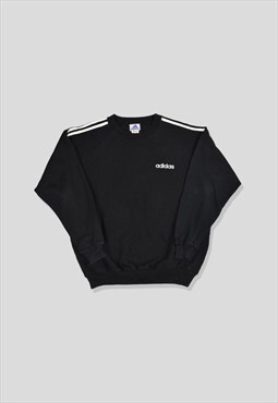 Vintage 90s Adidas Embroidered Logo Sweatshirt in Black