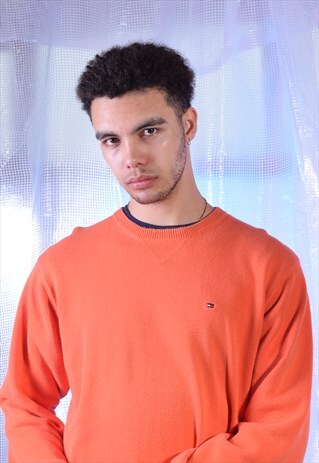VINTAGE TOMMY HILFIGER ORANGE KNITTED JUMPER