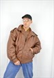 VINTAGE BROWN CLASSIC 80'S LEATHER BOMBER JACKET
