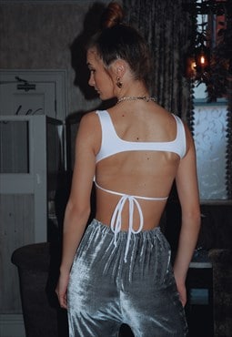 Backless white crop top
