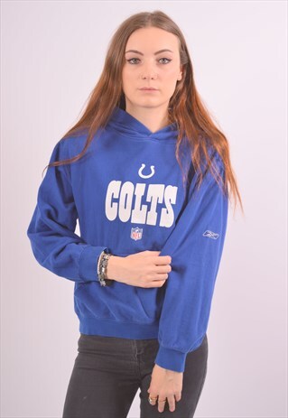 VINTAGE REEBOK NFL COLTS HOODIE JUMPER BLUE
