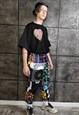 TARTAN CHECK JOGGERS DETACHABLE HANDMADE SHORTS RAVER PANTS 