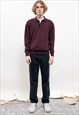 VINTAGE 80S BURGUNDY SEA ARMY POLO KNITTED JUMPER MEN S