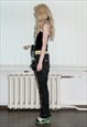 VINTAGE Y2K ICONIC VELVET BEADED CHOKER PARTY TOP IN BLACK