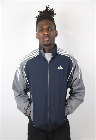VINTAGE ADIDAS NAVY AND GREY 90S JACKET