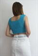 TURQUOISE BLUE CROCHET PHOEBE CROP TOP