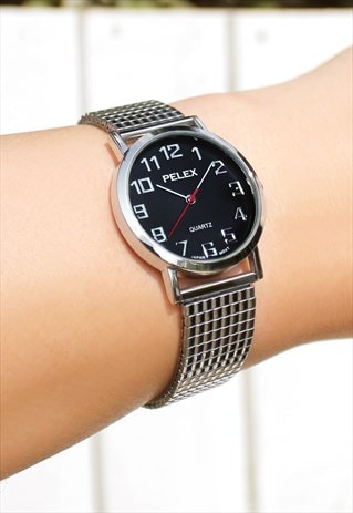 SILVER WATCH WITH EXPANDER STRAP