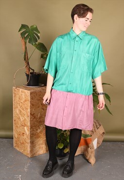 Vintage Shirt Dress Rework Green and Pink