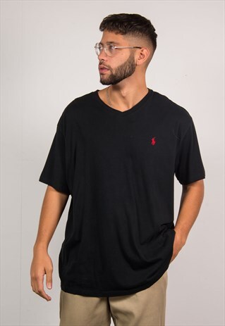 RALPH LAUREN BLACK T-SHIRT V-NECK