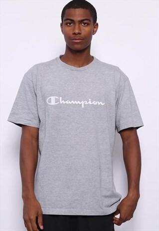 VINTAGE CHAMPION BIG LOGO SPELLOUT T-SHIRT GREY