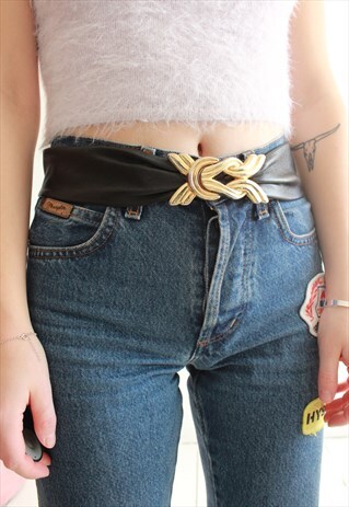 VINTAGE 80S LEATHER WAIST BELT