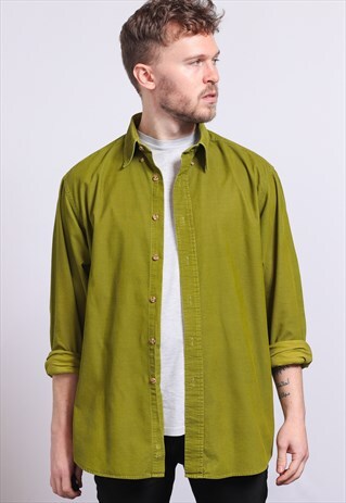 VINTAGE CORDUROY CORD SHIRT GREEN