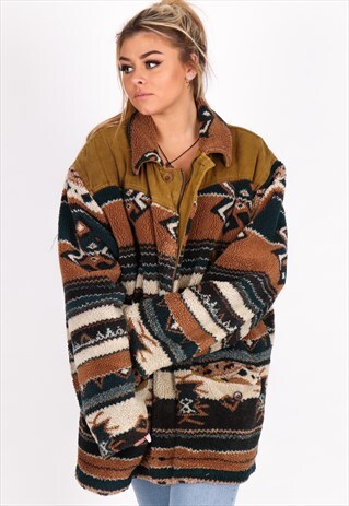VINTAGE FLEECE PATTERN JACKET NJ1211