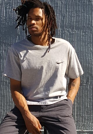 90S MINIMALIST SPORTWEAR GREY SWOOSH SHORT SLEEVE