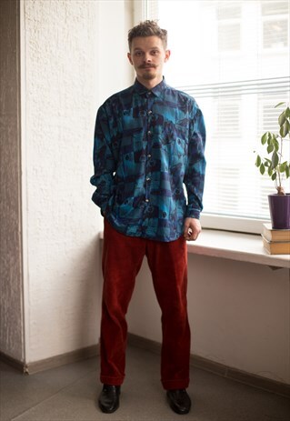 VINTAGE 90'S BLUE ABSTRACT PRINT SHIRT