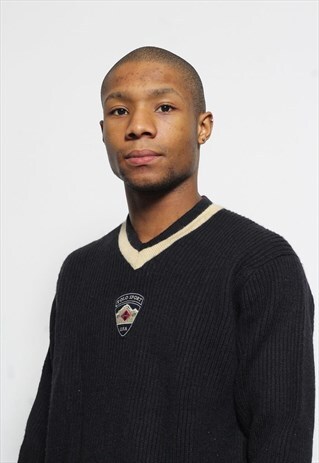 VINTAGE RALPH LAUREN LOGO JUMPER BLACK