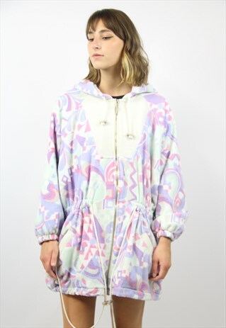 VINTAGE 90'S FLEECE PATTERNED PARKA JACKET