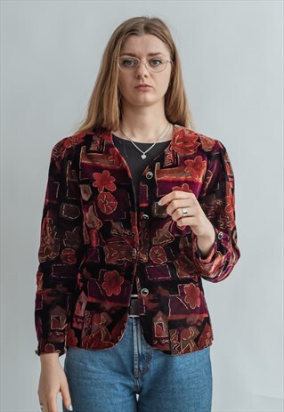 VINTAGE 80S VELVET FLORAL BLAZER