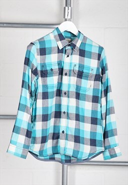 Vintage Vans Shirt in Blue Checked Flannel Long Sleeve Small