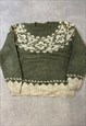 VINTAGE KNITTED JUMPER ABSTRACT PATTERNED CHUNKY SWEATER