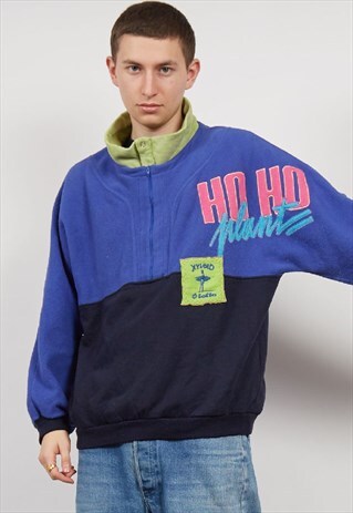 VINTAGE 80'S LOTTO MULTICOLOUR QUARTER FLEECE