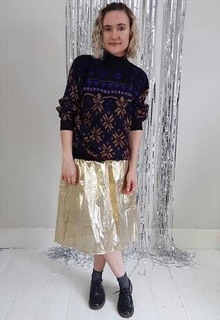 VINTAGE 90'S PURPLE AND BRONZE GLITTER JUMPER