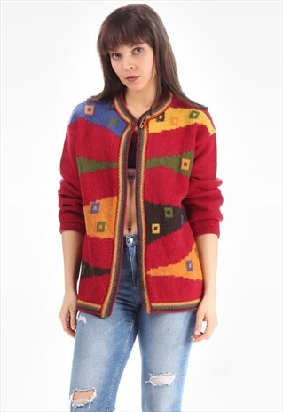 VINTAGE GEOMETRIC WOOL CARDIGAN