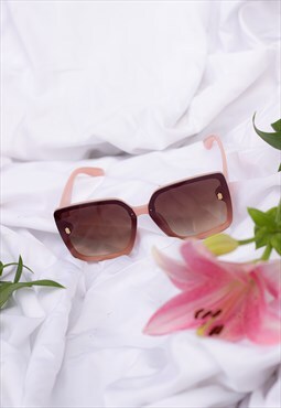 Pink Front Lens Square Oversized Monogram Pin Sunglasses