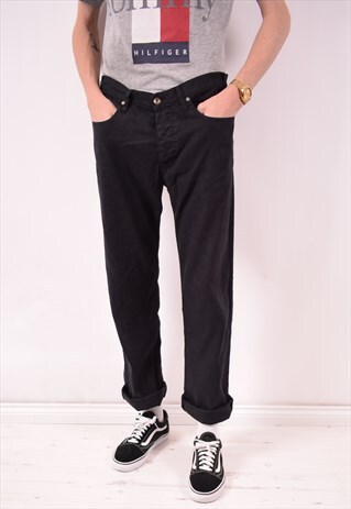 ARMANI JEANS MENS VINTAGE TROUSERS W33 L30 BLACK 90S