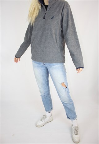 VINTAGE 90S NAUTICA 1/4 ZIP GREY FLEECE JACKET