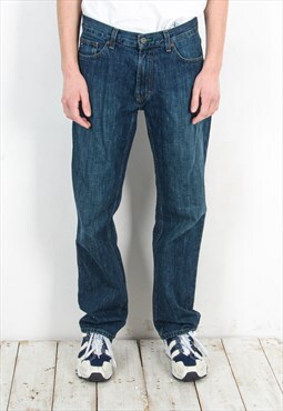 Vintage Mens W32 L32 Straight Jeans Denim Pants Zip Trousers