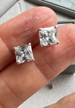 Square CZ Studs for men - 925 Sterling Silver