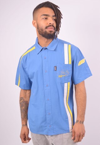 VINTAGE DIADORA VALENTINO ROSSI SHIRT SHORT SLEEVE BLUE