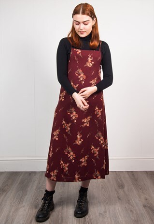 90'S STRAPPY FLORAL MIDI DRESS
