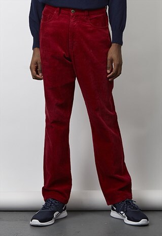 VINTAGE 90'S POLO RALPH LAUREN RED CORDUROY JEANS