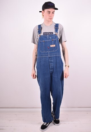 MENS VINTAGE DENIM DUNGAREES LARGE BLUE 90S