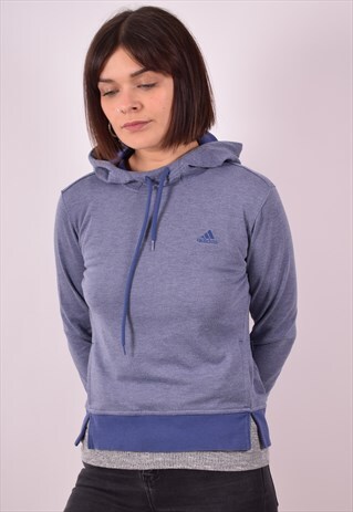 ADIDAS WOMENS VINTAGE HOODIE JUMPER XS PURPLE 90S