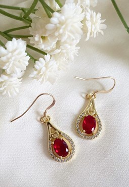 Esmeralda Red Teardrop Earrings