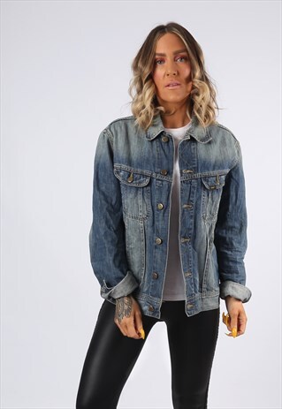 DENIM JACKET LEE OVERSIZED FITTED VINTAGE UK 14 (C1T)