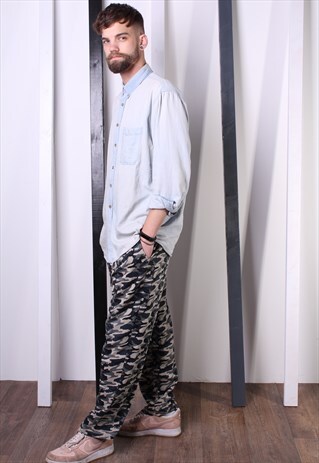 VINTAGE 90S PATTERNED CRAZY PRINT TROUSERS. UNISEX. GYM.