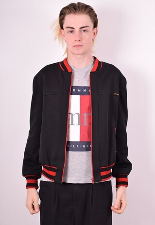MENS VINTAGE BOMBER JACKET MEDIUM BLACK 90S