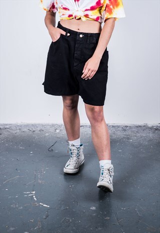LEE VINTAGE 1990S BLACK DENIM SHORTS