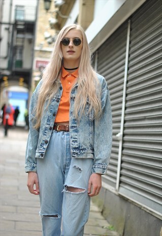 VINTAGE 80S LEVI'S WHITE TAB ACID WASH DENIM JACKET LEVI