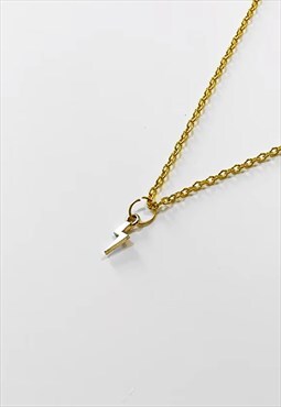 54 Floral Small Lighting Bolt Pendant Necklace Chain - Gold