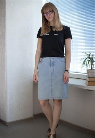 VINTAGE 80'S MINI LIGHT BLUE DENIM SKIRT