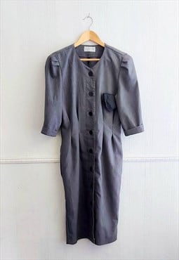 1990s Grey Blazer Midi Dresss