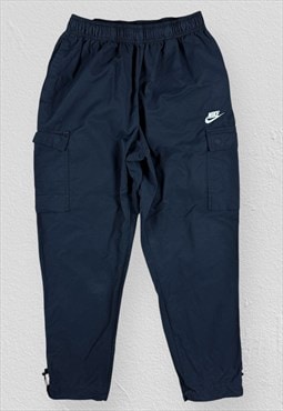 Nike Cargo Track Pants Navy Blue Slim Fit Mens Medium