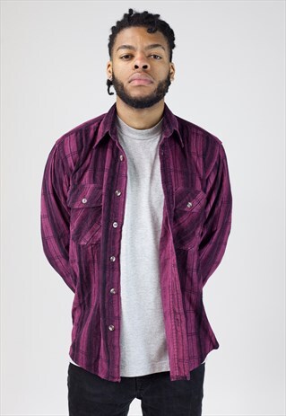 VINTAGE BURGUNDY CHECK CORD SHIRT