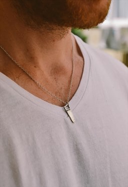 Silver saw chain necklace for men gift for him mens jewelry