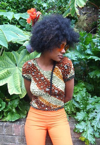 BROWN MULTI DYE SHIBORI CROP TOP